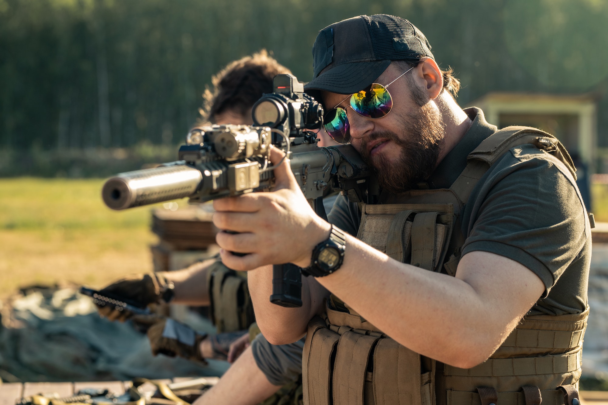 Shooting at target outdoors